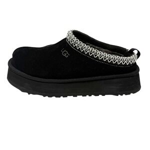 UGG Tazz Suede Platform Slippers Black Tasman Braid 1122553 Womens Size 9